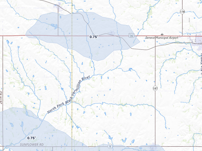 NEXRAD radar-signature map of the hail storm over Baileyville, KS on May 16, 2026