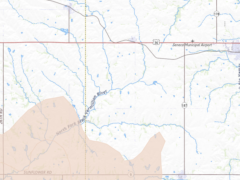 Radar-estimated hail-size map of the storm over Baileyville, KS on May 17, 2026