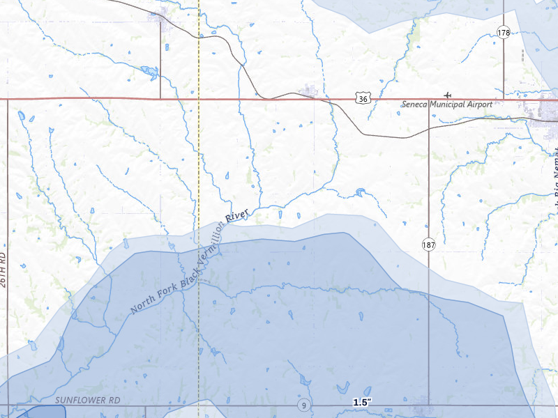 NEXRAD radar-signature map of the hail storm over Baileyville, KS on May 17, 2026