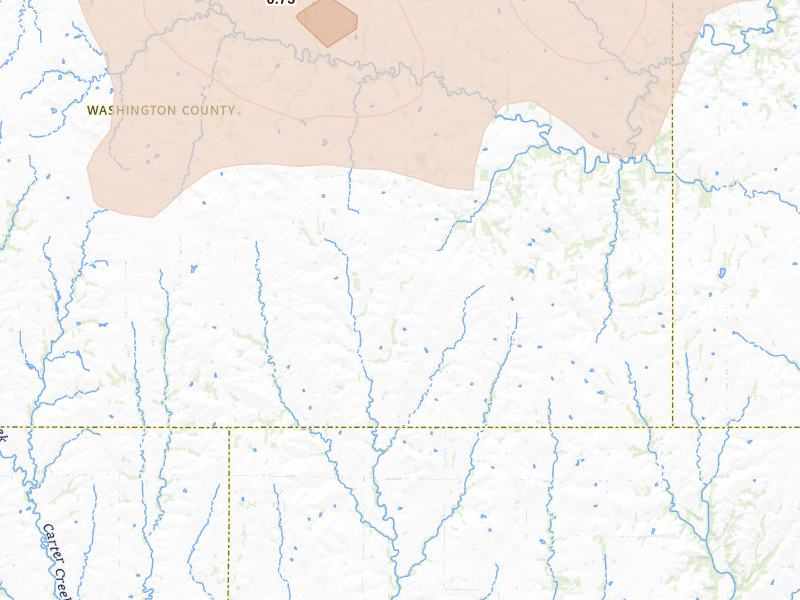 Radar-estimated hail-size map of the storm over Barnes, KS on May 17, 2026