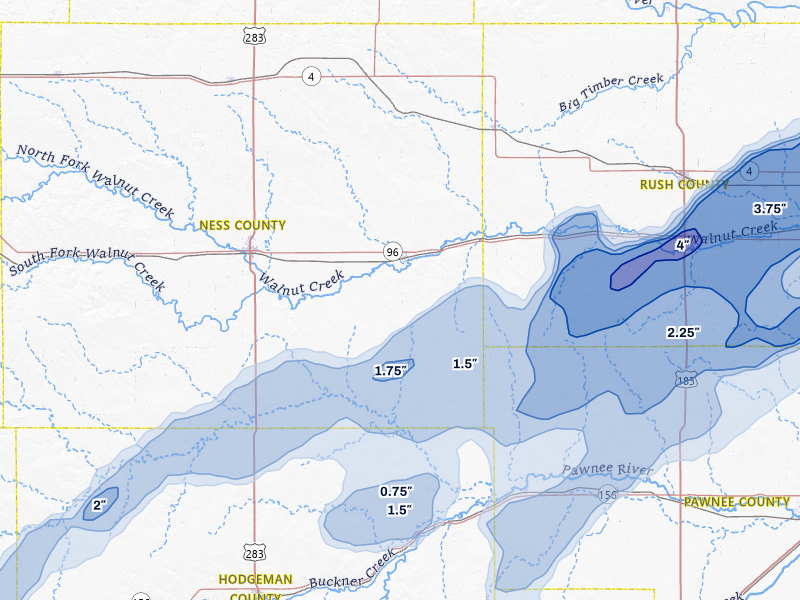 NEXRAD radar-signature map of the hail storm over Bazine, KS on May 17, 2026