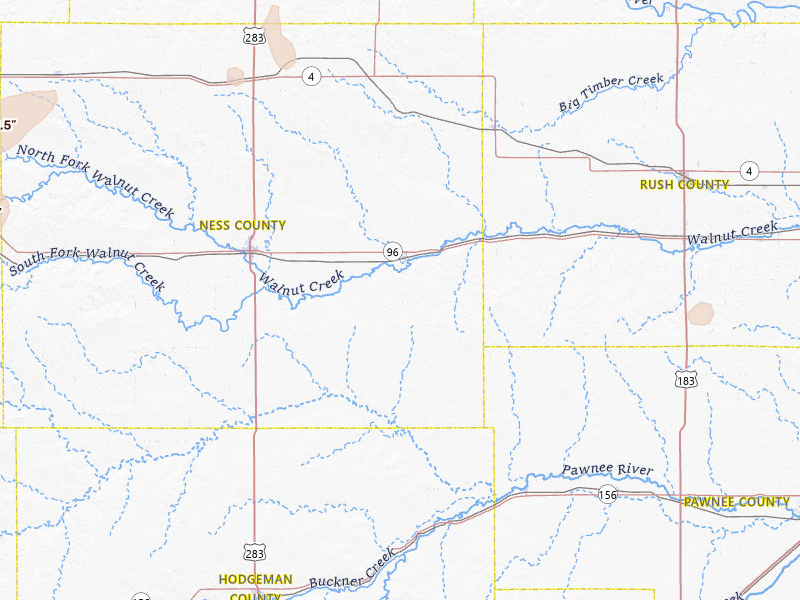 Radar-estimated hail-size map of the storm over Bazine, KS on Jul 3, 2026