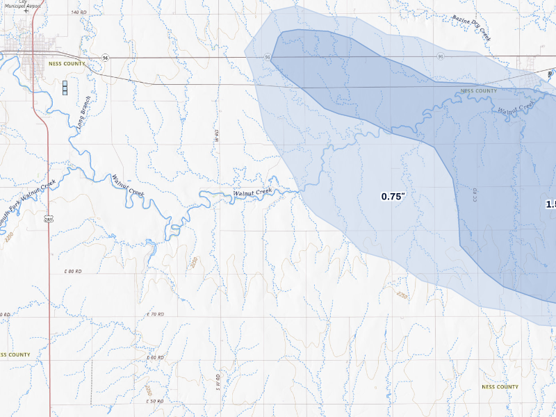 NEXRAD radar-signature map of the hail storm over Bazine, KS on Sep 5, 2026