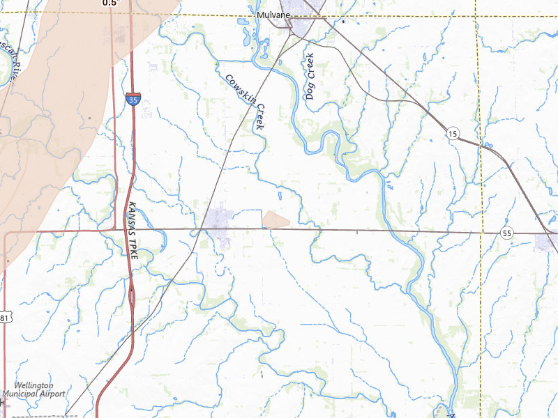 Radar-estimated hail-size map of the storm over Belle Plaine, KS on Mar 5, 2026