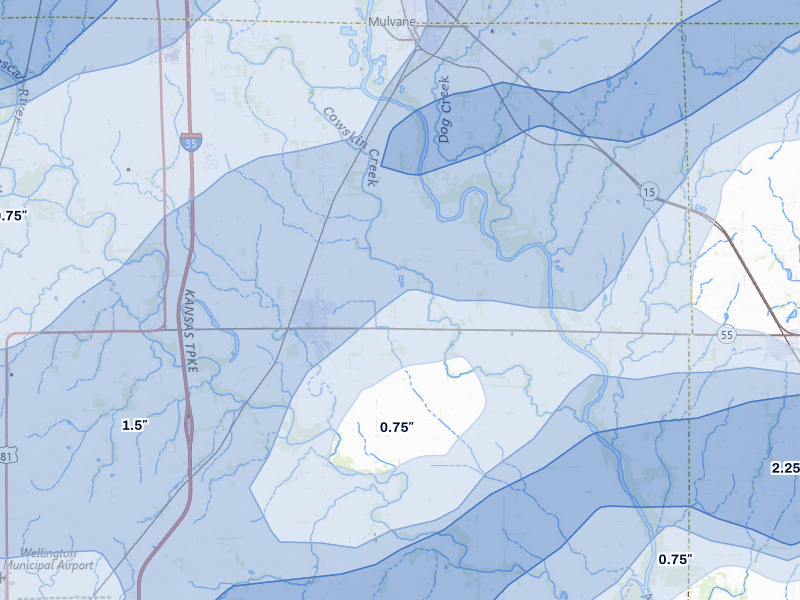 NEXRAD radar-signature map of the hail over Belle Plaine, KS