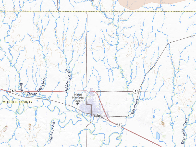 Radar-estimated hail-size map of the storm over Beloit, KS on Apr 9, 2026