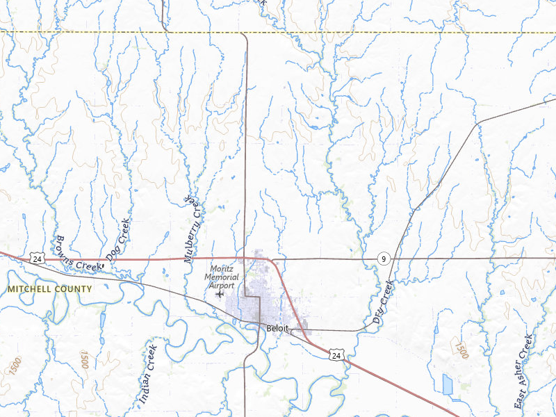Radar-estimated hail-size map of the storm over Beloit, KS on May 18, 2026