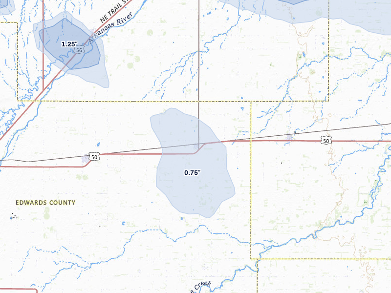 NEXRAD radar-signature map of the hail storm over Belpre, KS on Jun 25, 2026