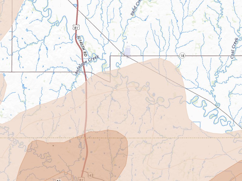 Radar-estimated hail-size map of the storm over Bennington, KS on Jun 8, 2026