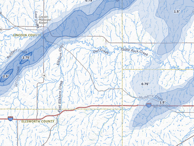 NEXRAD radar-signature map of the hail storm over Beverly, KS on May 18, 2026