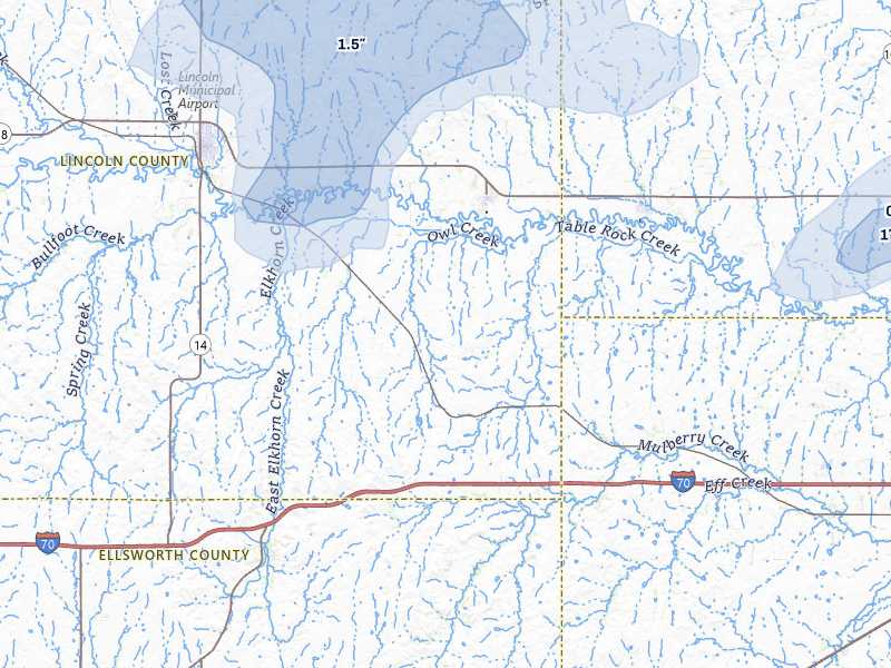 NEXRAD radar-signature map of the hail storm over Beverly, KS on Jul 23, 2026