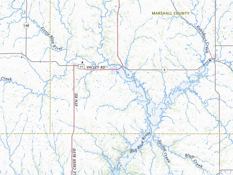 Radar-estimated hail-size map of the storm over Blue Rapids, KS on May 16, 2026