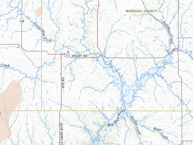 Radar-estimated hail-size map of the storm over Blue Rapids, KS on Jun 4, 2026