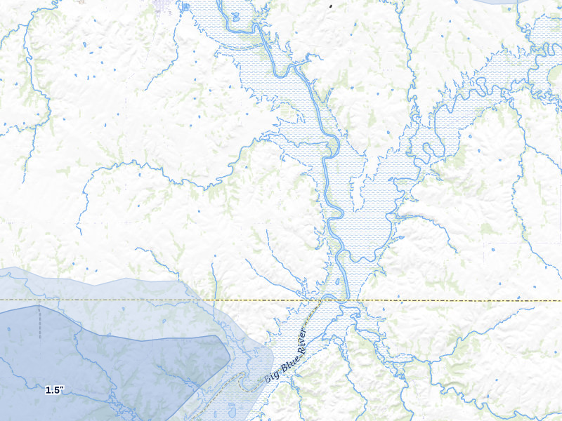 NEXRAD radar-signature map of the hail storm over Blue Rapids, KS on Jul 3, 2026