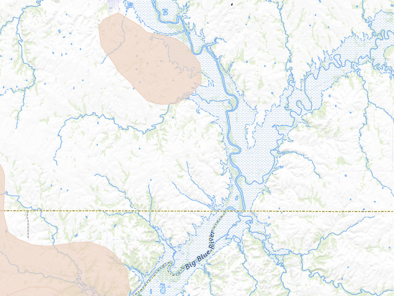 Radar-estimated hail-size map of the storm over Blue Rapids, KS on Jul 8, 2026