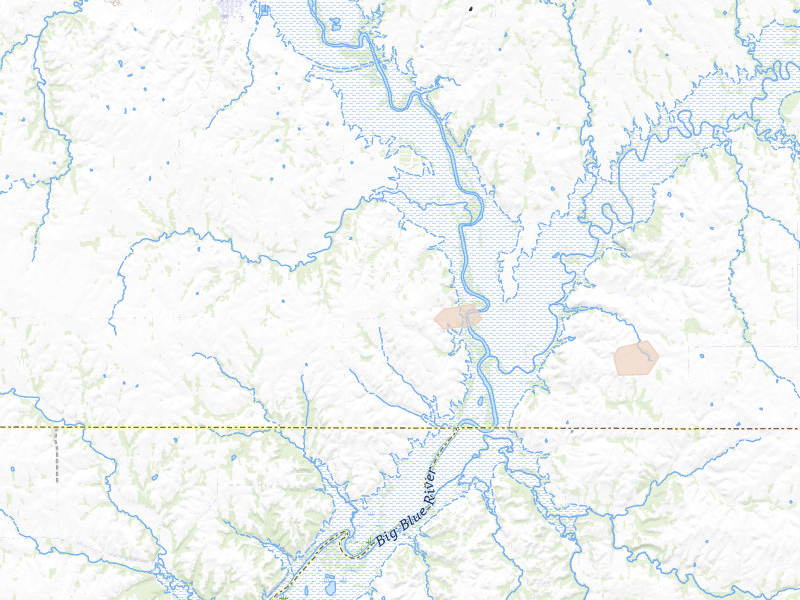Radar-estimated hail-size map of the storm over Blue Rapids, KS on Aug 14, 2026