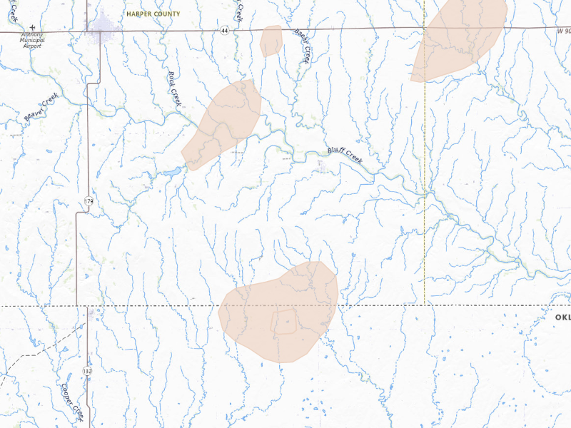 Radar-estimated hail-size map of the storm over Bluff City, KS on Sep 19, 2026