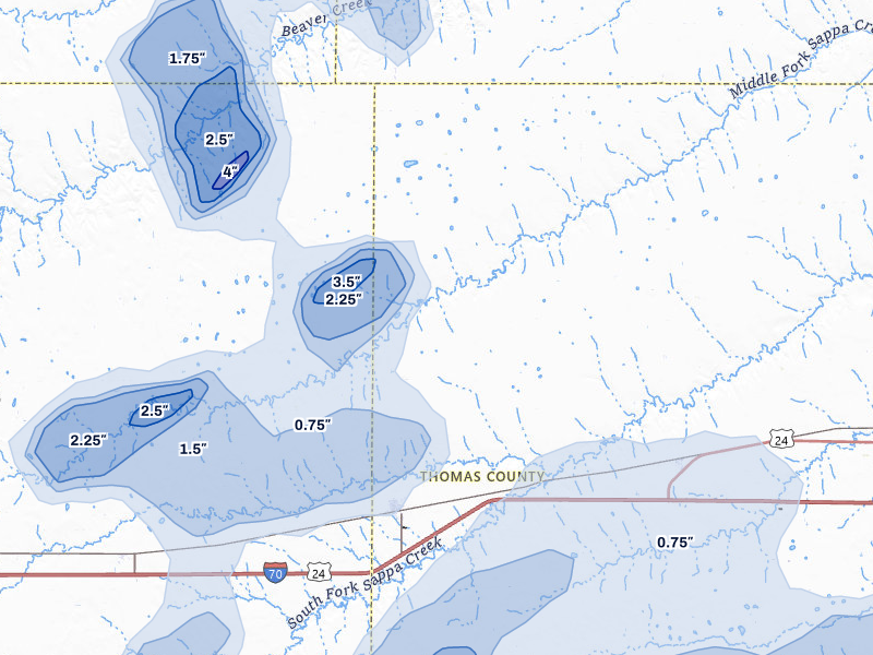 NEXRAD radar-signature map of the hail storm over Brewster, KS on May 16, 2026