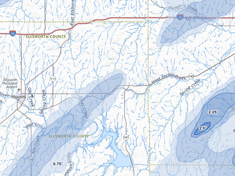 NEXRAD radar-signature map of the hail storm over Brookville, KS on May 18, 2026