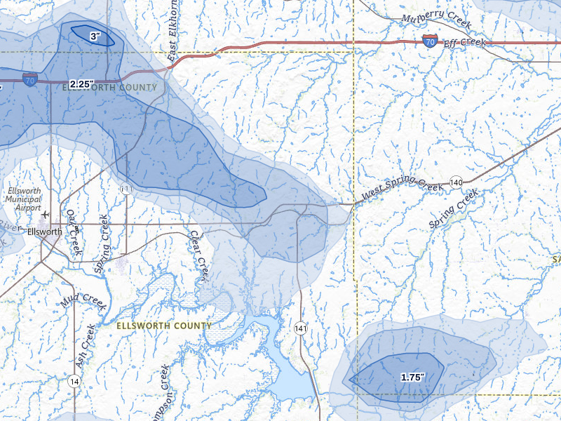 NEXRAD radar-signature map of the hail storm over Brookville, KS on Jun 8, 2026