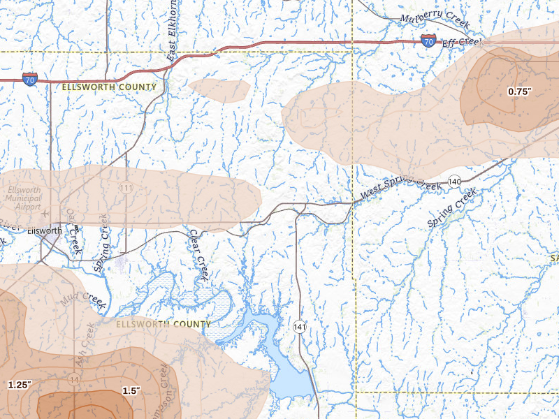 Radar-estimated hail-size map of the storm over Brookville, KS