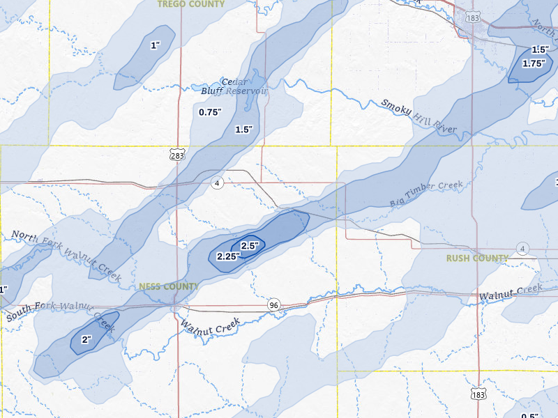 NEXRAD radar-signature map of the hail storm over Brownell, KS on Apr 26, 2026