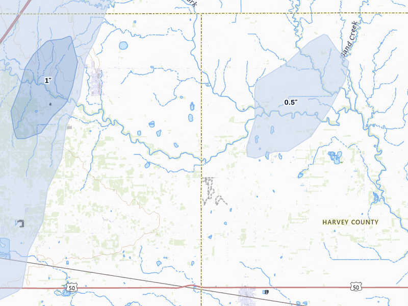 NEXRAD radar-signature map of the hail storm over Buhler, KS on May 30, 2026
