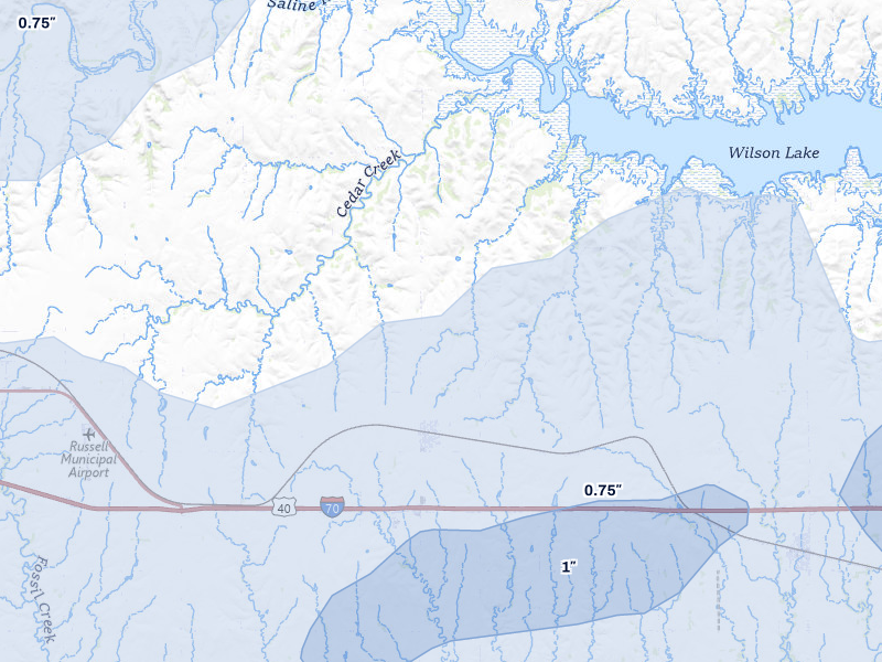 NEXRAD radar-signature map of the hail storm over Bunker Hill, KS on Apr 26, 2026
