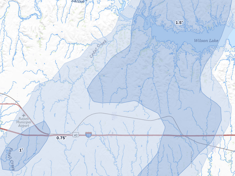 NEXRAD radar-signature map of the hail storm over Bunker Hill, KS on May 29, 2026