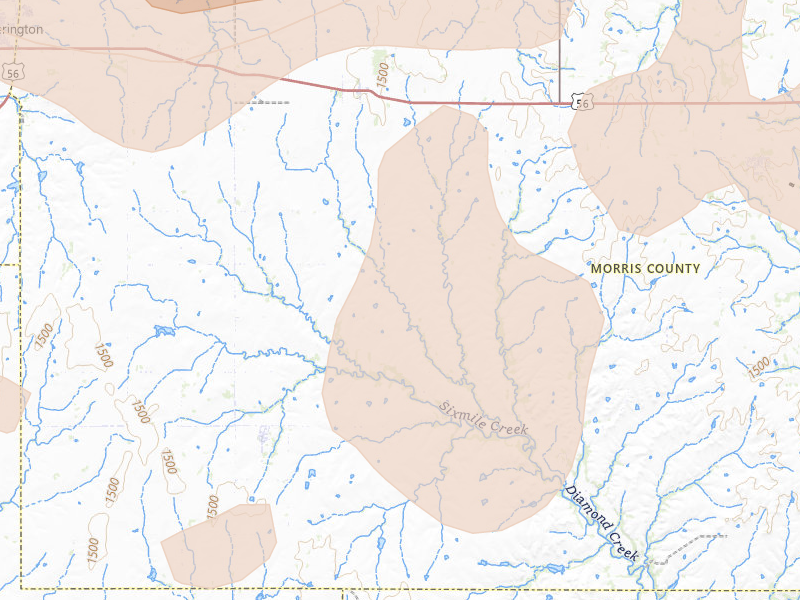 Radar-estimated hail-size map of the storm over Burdick, KS on May 18, 2026