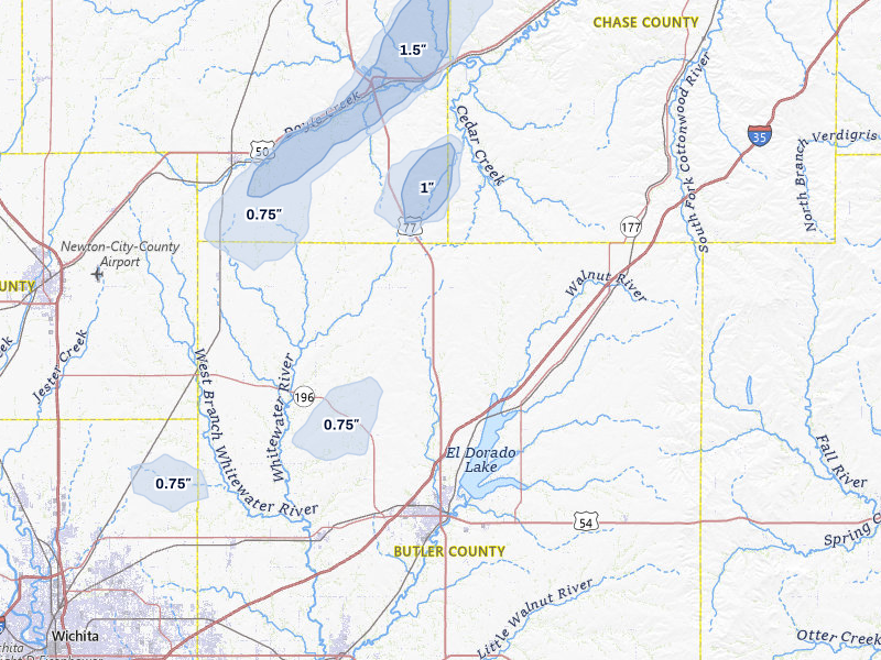 NEXRAD radar-signature map of the hail storm over Burns, KS on May 29, 2026