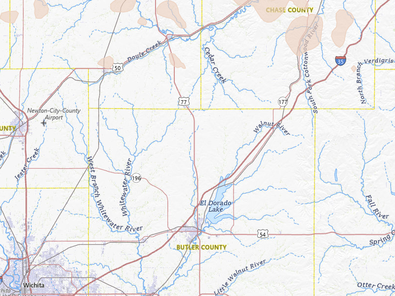 Radar-estimated hail-size map of the storm over Burns, KS on Jun 8, 2026