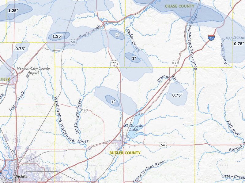 NEXRAD radar-signature map of the hail storm over Burns, KS on Jun 8, 2026