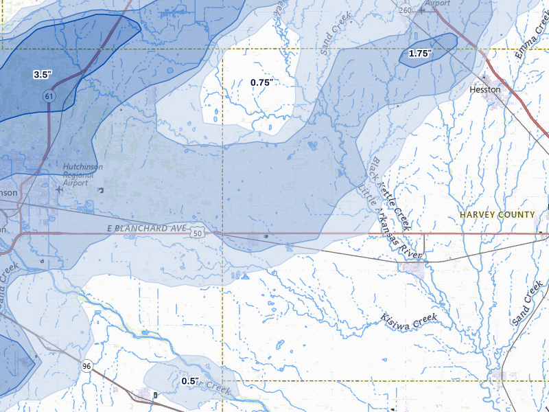 NEXRAD radar-signature map of the hail storm over Burrton, KS on May 18, 2026