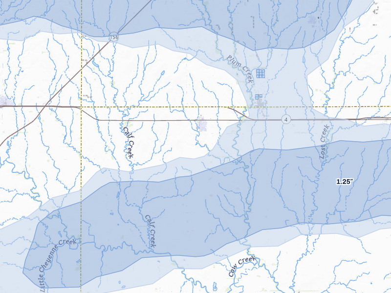 NEXRAD radar-signature map of the hail storm over Bushton, KS on Apr 9, 2026