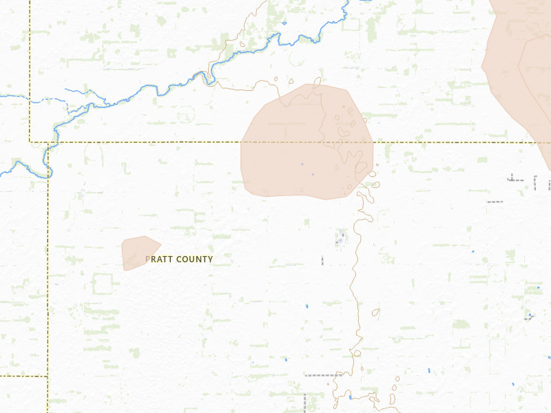 Radar-estimated hail-size map of the storm over Byers, KS on May 29, 2026