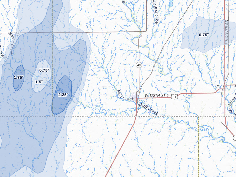 NEXRAD radar-signature map of the hail storm over Caldwell, KS on May 30, 2026