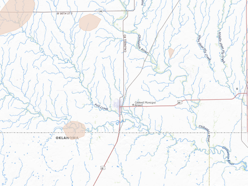Radar-estimated hail-size map of the storm over Caldwell, KS