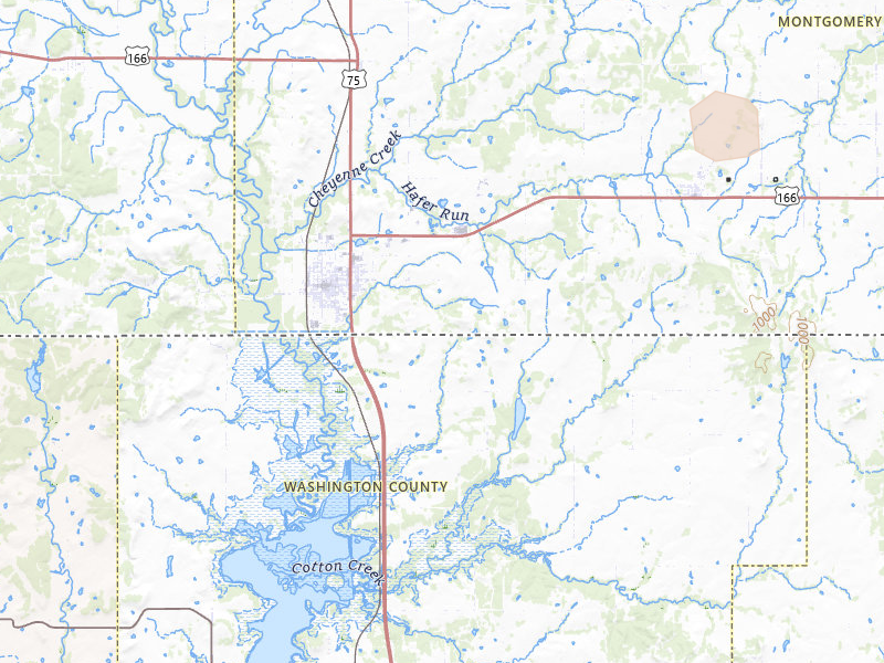 Radar-estimated hail-size map of the storm over Caney, KS on Jun 7, 2026