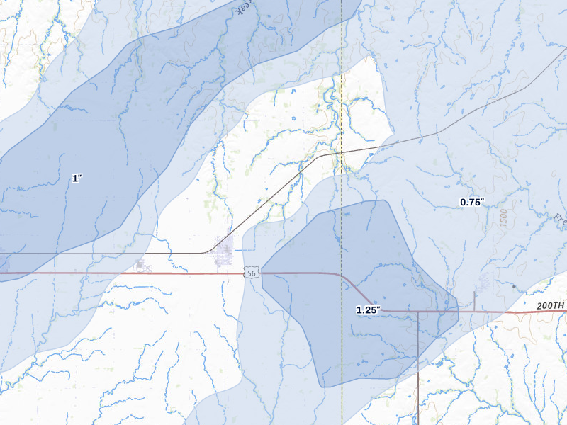 NEXRAD radar-signature map of the hail storm over Canton, KS on Mar 6, 2026
