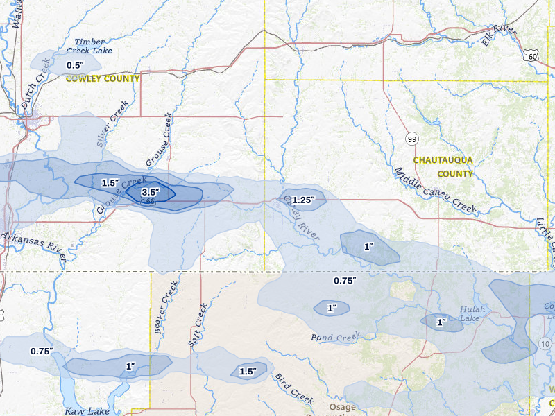 NEXRAD radar-signature map of the hail storm over Cedar Vale, KS on May 4, 2026