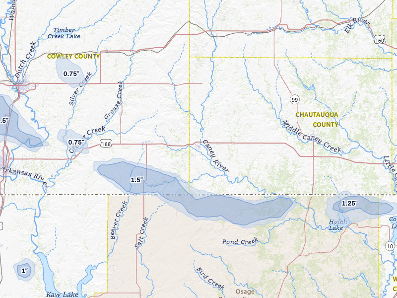 NEXRAD radar-signature map of the hail storm over Cedar Vale, KS on May 30, 2026