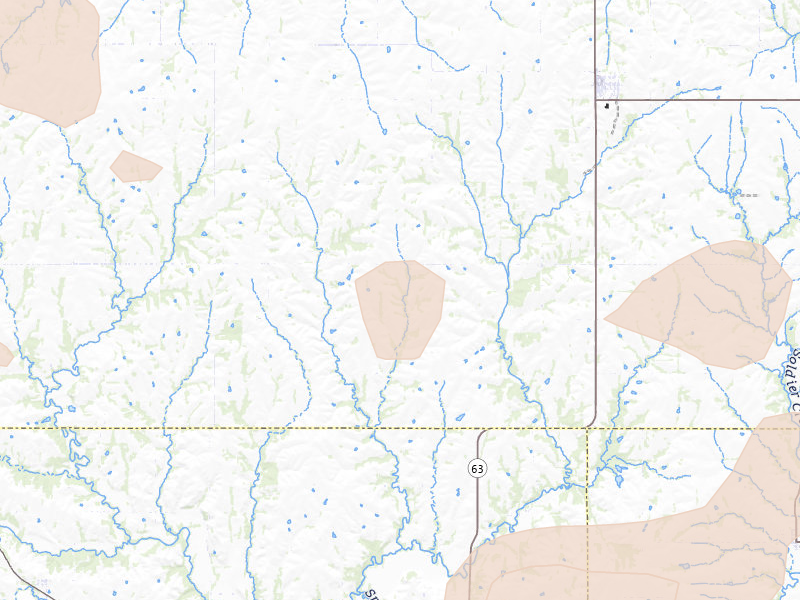 Radar-estimated hail-size map of the storm over Centralia, KS on Aug 18, 2026