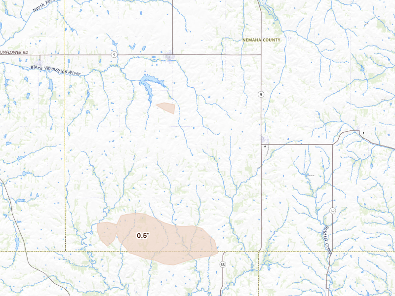 Radar-estimated hail-size map of the storm over Centralia, KS