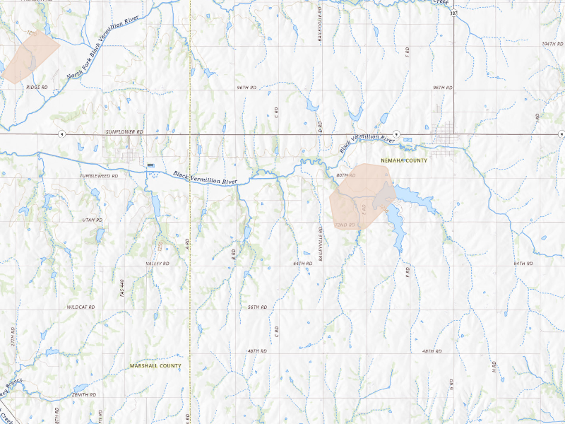 Radar-estimated hail-size map of the storm over Centralia, KS on Sep 19, 2026