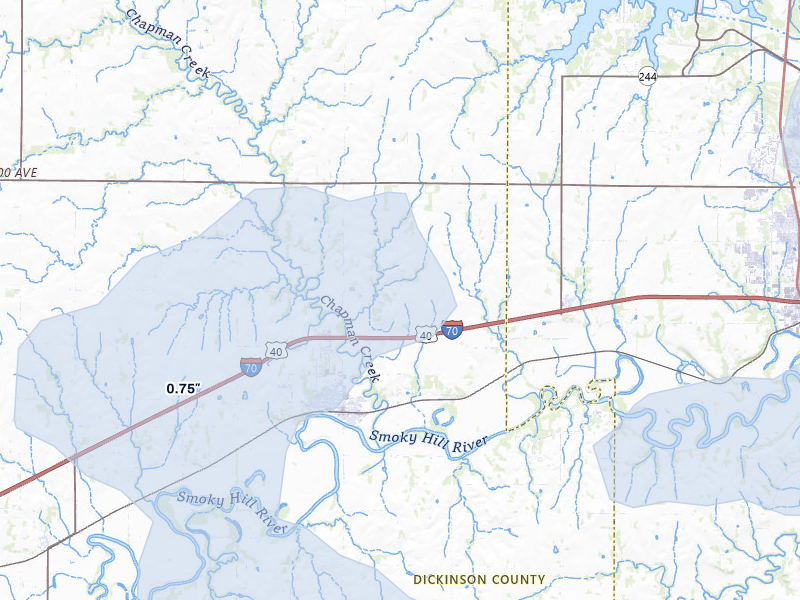 NEXRAD radar-signature map of the hail storm over Chapman, KS on May 17, 2026