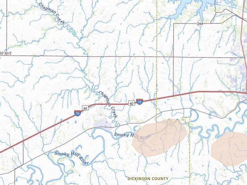 Radar-estimated hail-size map of the storm over Chapman, KS on May 30, 2026