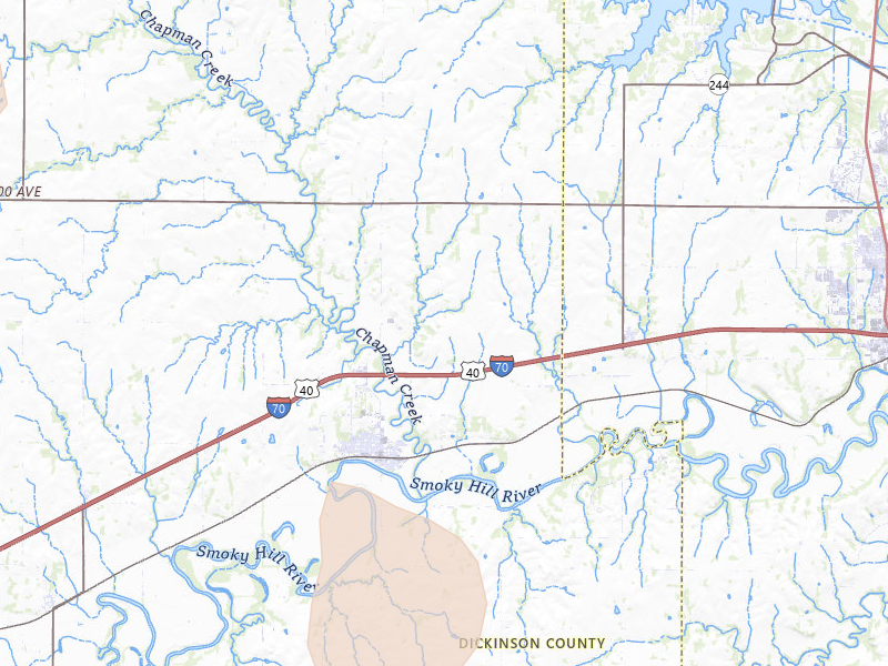 Radar-estimated hail-size map of the storm over Chapman, KS on Jun 8, 2026