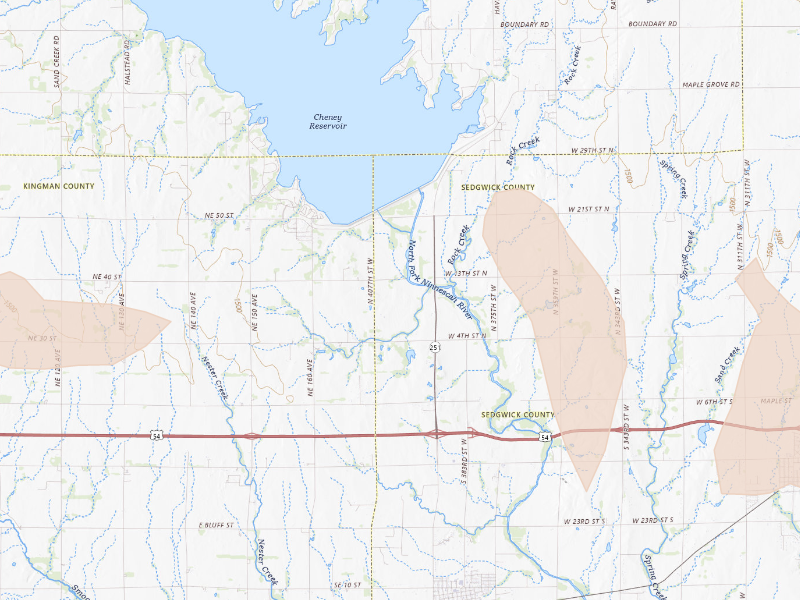 Radar-estimated hail-size map of the storm over Cheney, KS