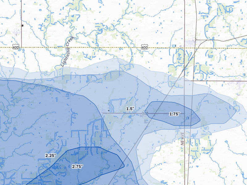 NEXRAD radar-signature map of the hail over Cherokee, KS